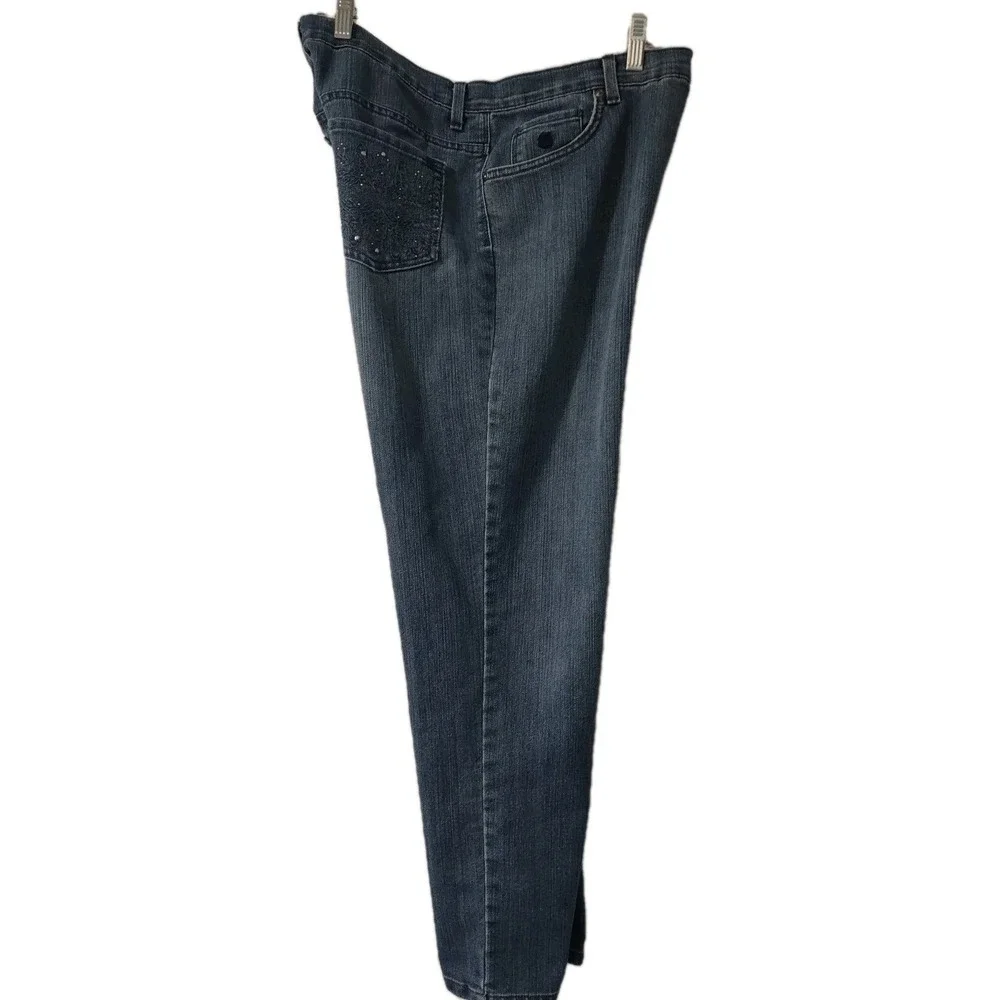 Gloria Vanderbilt Jeans Woman's  Adult‎ Size 14P Embroidered Pockets Logo  Denim